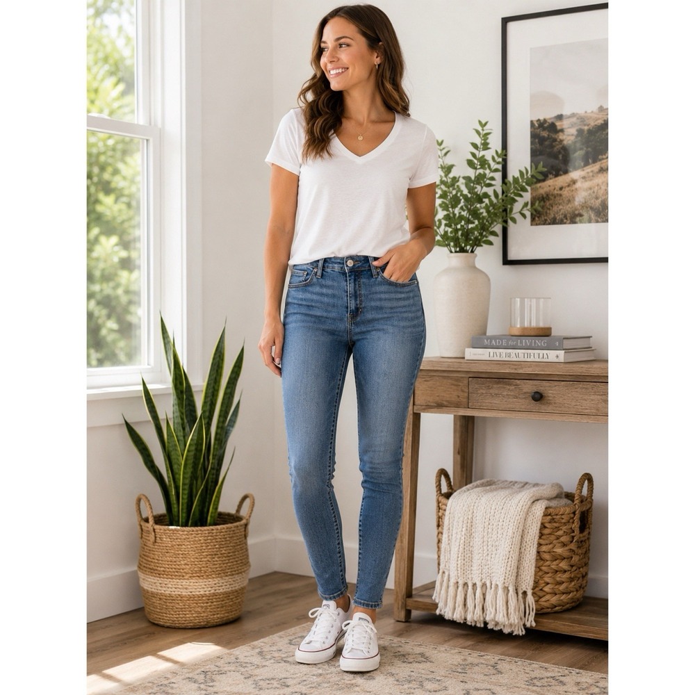 NEW No Boundaries Size 10 High Rise Skinny Jeans Medium Wash Stretch